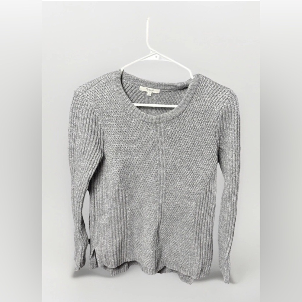 Madewell Gray Knit Sweater Women’s Size S Crew Neck Long Sleeve Ribbed Pullover
